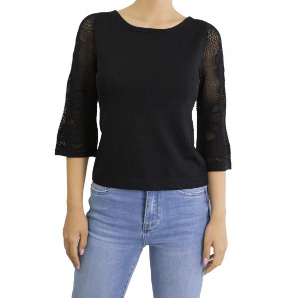 Maglia con manica con ricami 